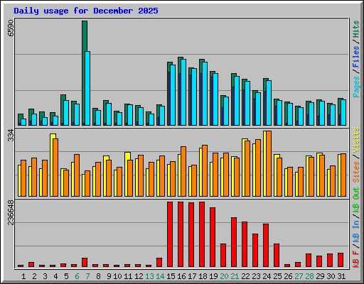 Daily usage for December 2025